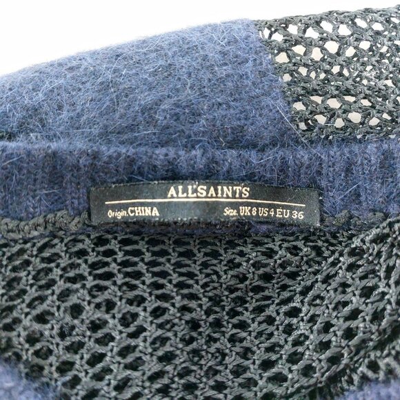 AllSaints Minako Angora Mesh Sweater Navy Blue Size 4 Small - Picture 9 of 15
